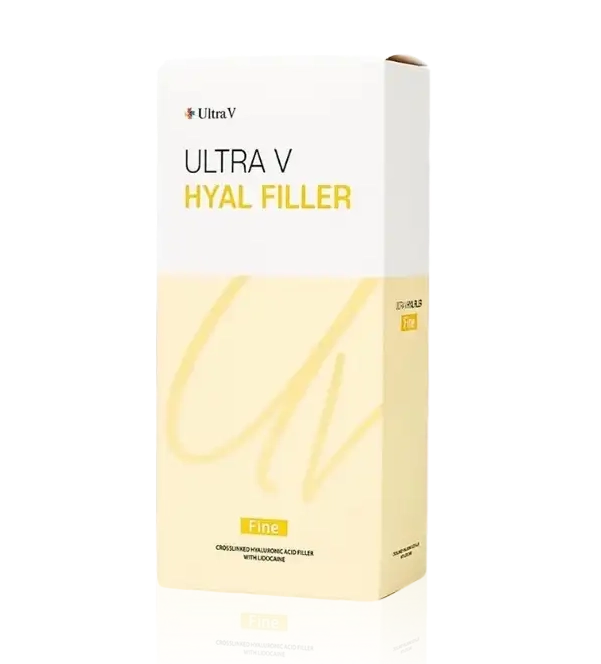 Ultra V Hyal Filler รุ่น Fine เป็นฟิลเลอร์เนื้อเจลที่มีความบางเบามากที่สุดในรุ่น เหมาะสำหรับการฉีดเติมเต็มชั้นผิวหนังแท้ส่วนกลาง